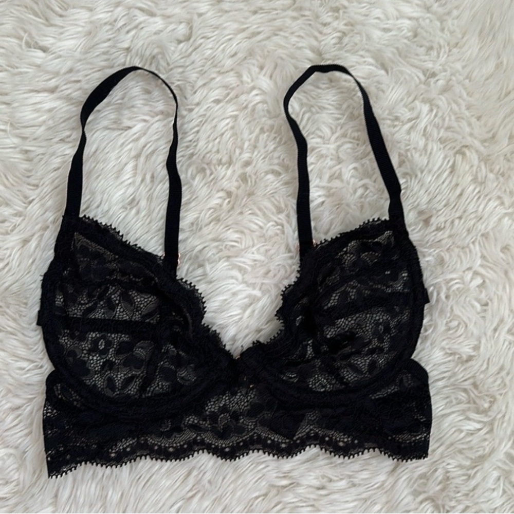 For Love And Lemons Skivvies Black Lace Bra